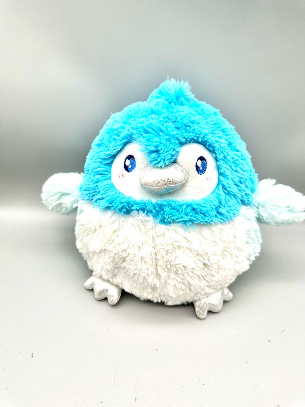 Squishable Blue Penguin Plush Stuffed Animal Round Fuzzy Bird Silver Beak 7 inch